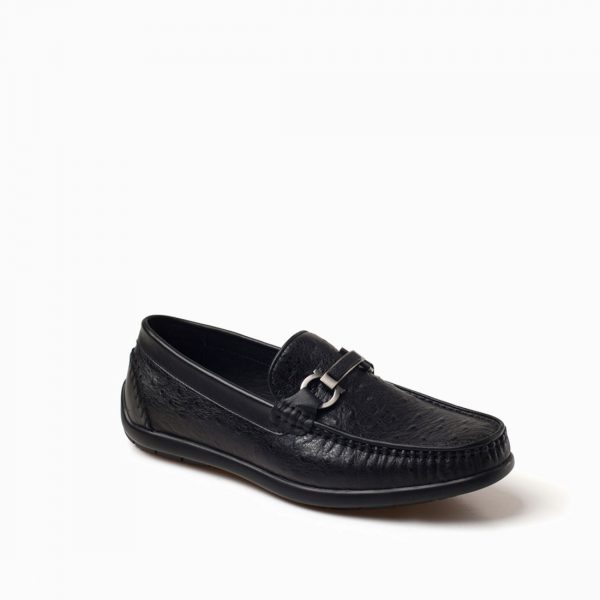 OSTRICH EMBOSSED BUCKLE LOAFERS